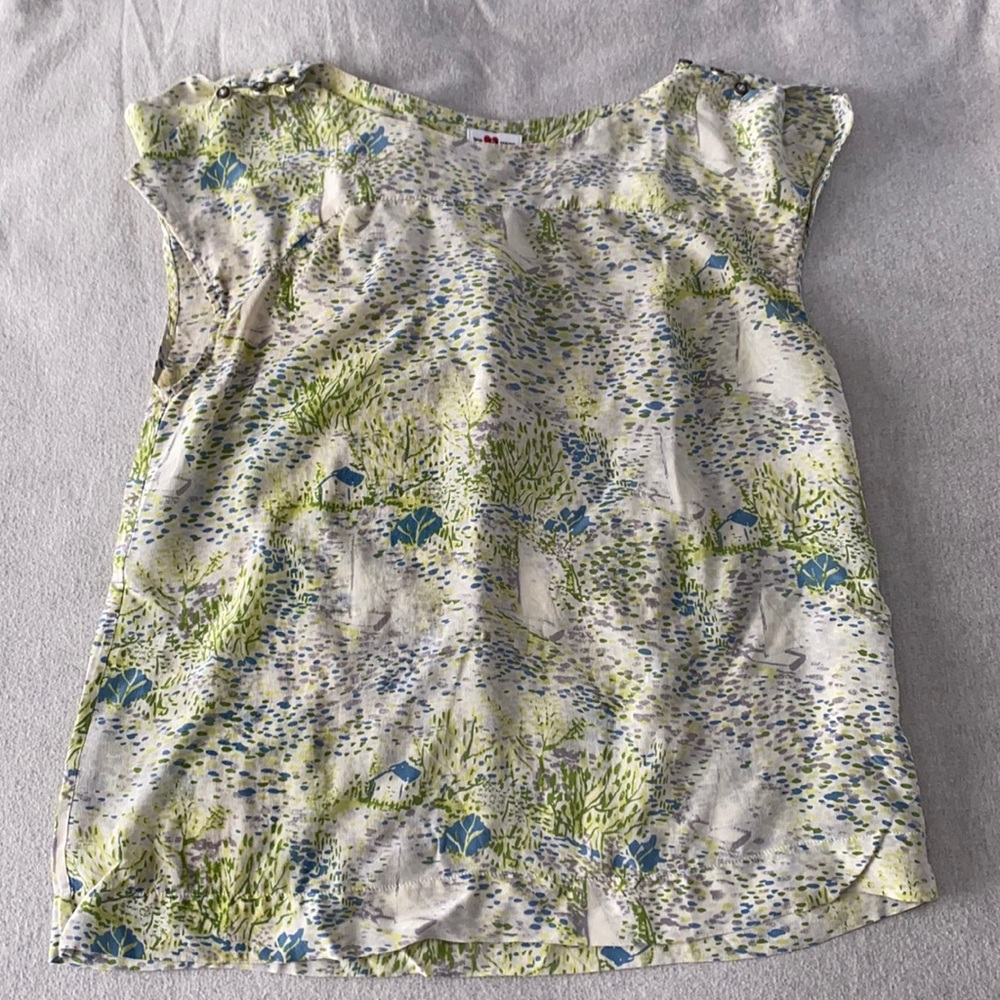 Anthropologie We Love Vera 100% Silk Sailboat Blouse Sz2